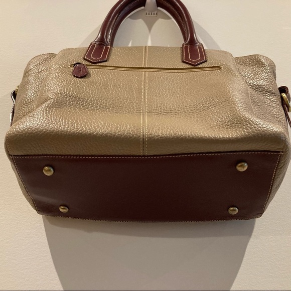 DOONEY & BOURKE All-Weather Leather Tan and Maroon Medium Sized Satchel - Picture 6 of 11